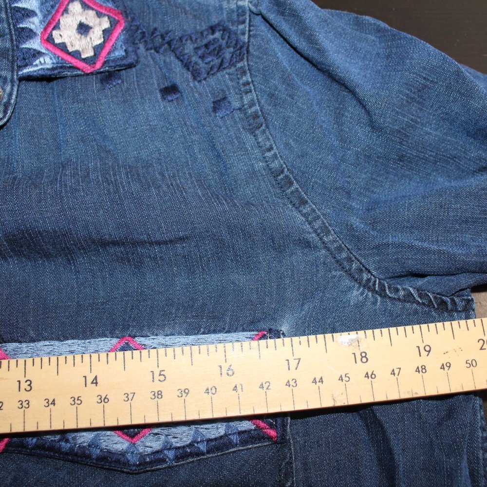 Rails Aztec Socorro Embroidered Chambray Shirt Xs - image 7